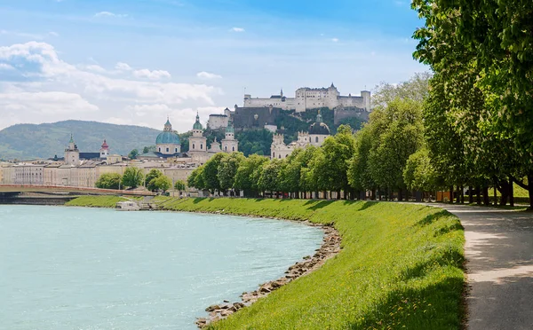 Salzburg Ausztria Városa Óvárossal Történelmi Központtal Salzach Folyótól Franz Josef — Stock Fotó