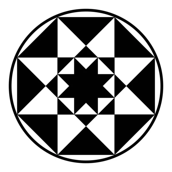 Regelmäßige Oktagrammsymbole Einem Kreisrahmen Kleines Sternenpolygon Einem Großen Mit Jeweils — Stockvektor
