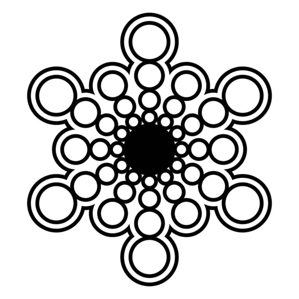 太陽のシンボルで 中心から放射される光線が連続した境界線によって囲まれています 六角形を形成する6つの最大の円 ニューハンプシャー州ボーワース付近で発見されたミステリーサークルのパターンをモデルにした — ストックベクタ
