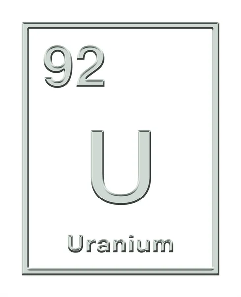 Uranio Elemento Químico Tomado Tabla Periódica Con Forma Relieve Metal — Foto de Stock