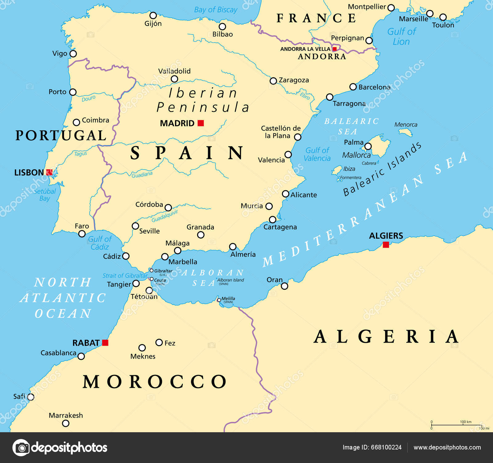 Mapa, Península ibérica, Viagens