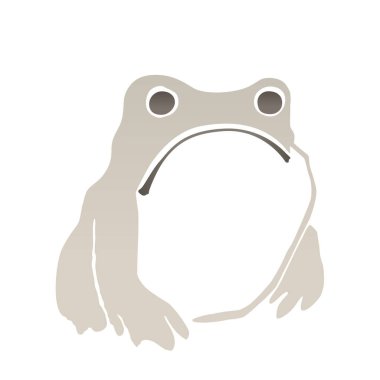 Yerde bir kurbağa oturuyor. Japon resimli kitap Maika gafu 'da 1814 yılında Edo döneminde yayınlanan bir resimden sonra. Renkli çizimler, izole edilmiş, beyaz arka planda. Vektör.