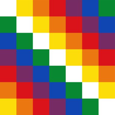 Qullasuyu 'nun Wiphala' sı, 2009 'dan beri Bolivya' nın resmi varyant bayrağı. And Dağları 'nın yerli halklarını temsil etmek için bayrak olarak kullanılan kare amblem. Gökkuşağı renginde 7 x 7 karelik bir yamadan oluşmuştur..