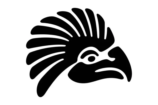 Eagle Head Symbol Ancient Mexico Decorative Aztec Clay Stamp Motif — Stock Vector