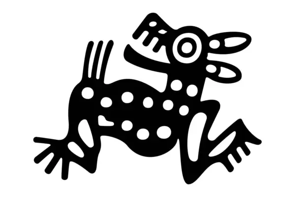 Deer Symbol Ancient Mexico Decorative Aztec Clay Stamp Motif Showing — Stock Vector