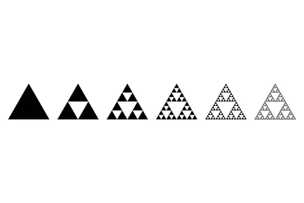 Entwicklung Eines Sierpinski Dreiecks Eines Flachen Fraktals Beginnend Mit Einem — Stockvektor