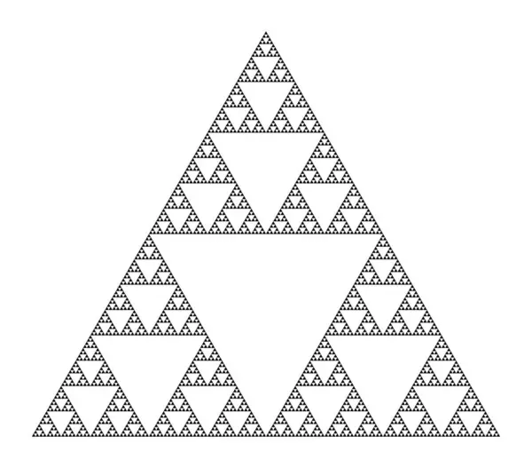 Sierpinski Háromszög Egy Sík Fraktál Hetedik Iterációs Lépés Kezdve Egy — Stock Vector