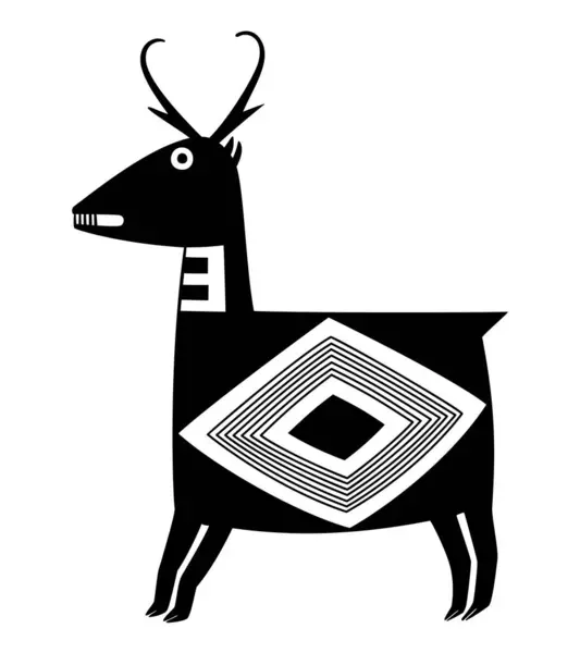Pronghorn Antelope Mangas Mimbres 원주민 모골론 문화의 도자기 모티브 1000 — 스톡 벡터