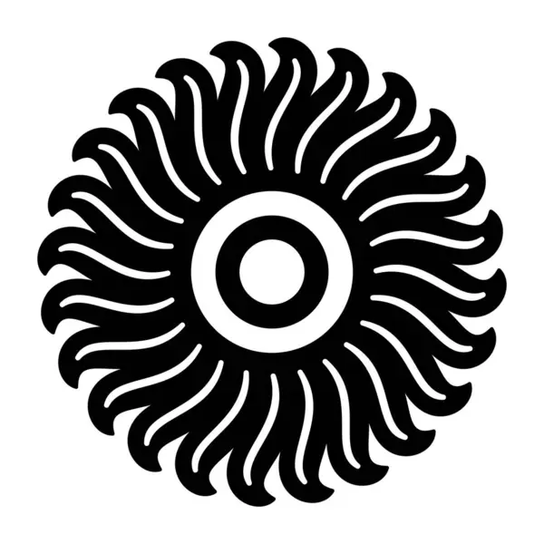 Floral Motif Sun Symbol Solar Sign Circle Surrounded Twenty Four — Stock Vector