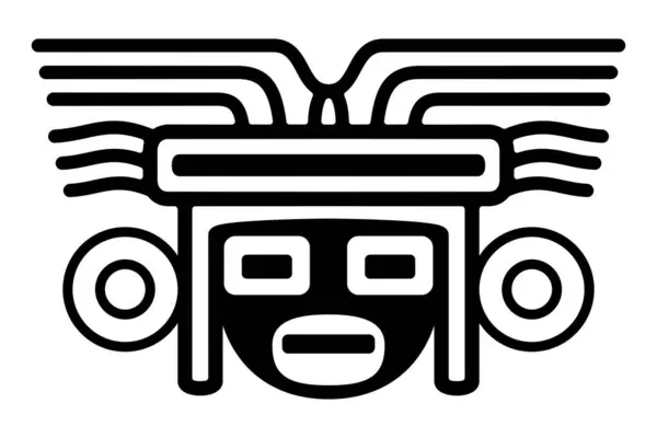 Head Mask Large Headdress Ancient Mexican Motif Pre Columbian Aztec — Stock Vector