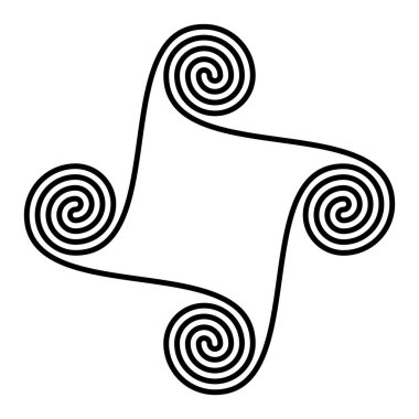Spiral tetraskelion and quadruple spiral. Geometrical pattern and symbol of four conjoined two-armed Archimedean spirals, seamlessly connected. Decorative maze-like ornament used in ancient Greece. clipart