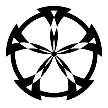 Celtic knot crop circle pattern. Five arcs on a circle, connected with interlaced circle segments. Pentagram, 5-pointed star, and pentagonal figure. Modelled after a corn circle found 2024 in Dorset. clipart