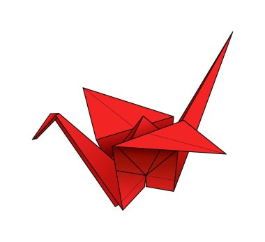 Kırmızı origami kağıt vinç, ayrıca tsuru veya orizuru olarak da bilinir. Geleneksel olarak katlanmış kağıttan yapılmış, şimdiki veya barış sembolü olarak kullanılan en klasik Japon origami tasarımı. İzole vektör