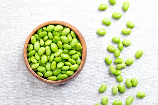 Боби Едам Дерев Яній Мисці Білизні Оболонка Молодих Незрілих Сої — стокове фото