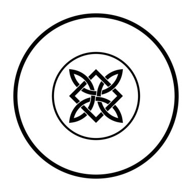 Dörtlü bir Kelt düğümü motifi ve birbirine dolanmış bir kare şeklinde ekin çemberi deseni. Sonsuz bağlı kavisler, bir kare ile birleştirilmiş. 2025 'te Wiltshire' da bulunan bir mısır çemberinden modellenmiş. Vektör