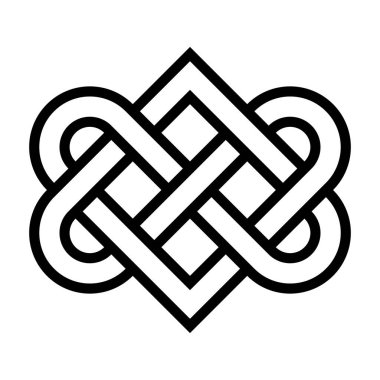 Kelt aşk düğümü deseni. Başlangıcı ve sonu olmayan bir döngü içinde birbirine bağlanmış iki kalp oluşturan tek bir çizgi. Motif, inancın, sonsuzluğun ve iki insan arasındaki aşkın sembolüdür. Vektör