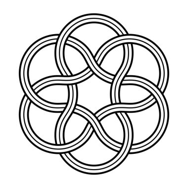 Üçlemeli döngü, Üçlemeci 'nin sembolü. Üç sarmalanmış kurdele, altı yapraklı bir düğüme öncülük ediyor. Hristiyan süslemelerinde kullanılıyor. Baba, Oğul İsa ve Kutsal Ruh 'un birleşmesini temsil ediyor..