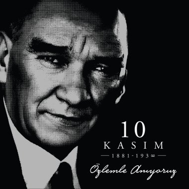 Türkiye, Ankara 1881-1938: 10 Kasım, Mustafa Kemal Atatürk vektör illüstrasyonunun ölüm günü. Türkiye Cumhuriyeti 'nin ilk cumhurbaşkanı. İngilizce: Saygıyla hatırlıyoruz.
