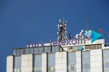Istanbul-Turkey: December 14, 2023: Rooftop of Turk Telekom directorate building in Gayrettepe, Istanbul. Turk Telekom is the biggest telecom company ofTurkey.
