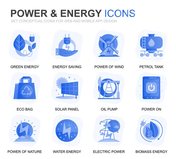 Moderne Set Power Industry Energie Gradiënt Platte Pictogrammen Voor Website — Stockvector