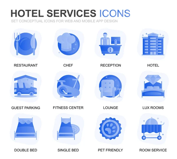 Μοντέρνα Set Ξενοδοχείο Διαβάθμιση Επίπεδη Εικονίδια Για Ιστοσελίδες Και Εφαρμογές — Διανυσματικό Αρχείο