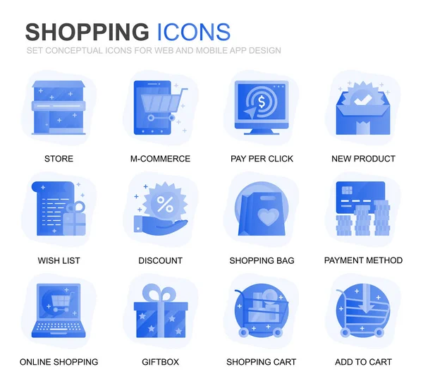 Modern Set Shopping Commerce Gradiënt Platte Pictogrammen Voor Website Mobiele — Stockvector