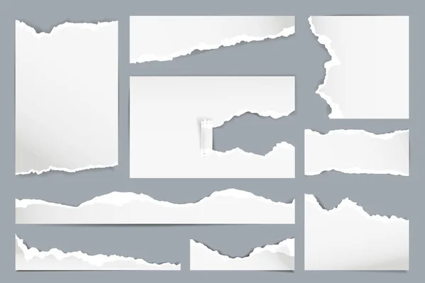 Zerrissene Papiere Set Realismus Design Bündel Von Zerrissenen Seiten Textur — Stockvektor
