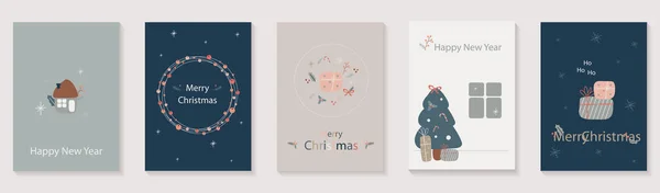 Frohe Weihnachten Und Ein Gutes Neues Jahr 2023 Broschüre Covers — Stockvektor