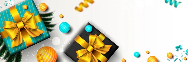 メリークリスマスのウェブバナー XmasとHappy New Year 2023のお祝いポスター 立体感のあるイラスト 水平クリスマスポスター グリーティングカード ヘッダー — ストック写真