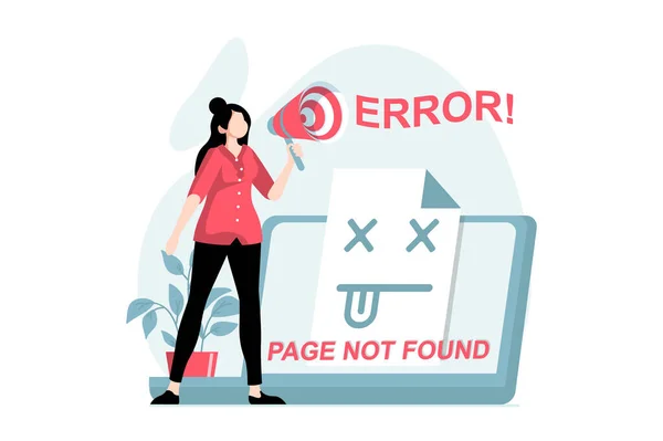 Sayfa Düz Tasarımda Insanların Sahnesinde Konsept Bulunamadı Megafonlu Kadın 404 — Stok fotoğraf