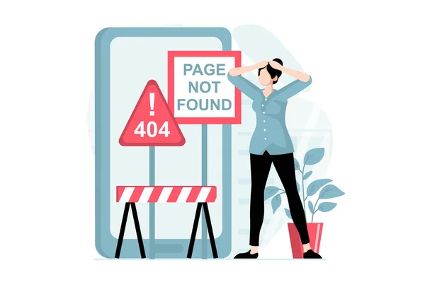 Page Found Concept People Scene Flat Design Upset Woman Standing — Stock Photo, Image