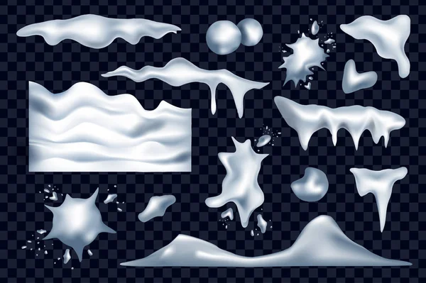 Снежные Шапки Выполнены Реалистичном Дизайне Набор Снежных Шапок Зимней Крыши — стоковое фото