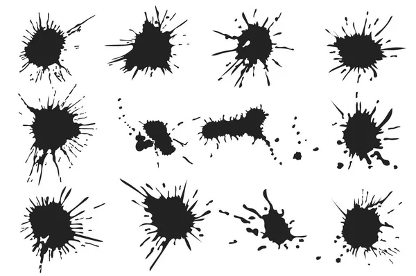 Inkoustové Skvrny Zasazené Kresleného Designu Bundle Různých Tvarů Grunge Textury — Stock fotografie