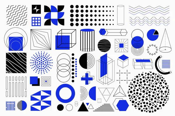 Formes Géométriques Éléments Isolés Réglés Dans Design Plat Lot Différentes — Image vectorielle