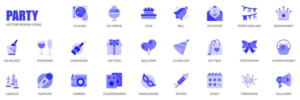 Party Concept Van Web Iconen Eenvoudige Platte Ontwerp Pack Van — Stockvector