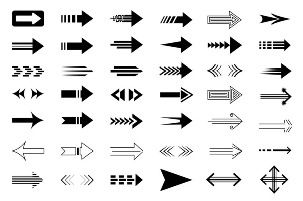 Arrows Isolated Graphic Elements Set Flat Design Bundle Different Black — Stock Photo, Image
