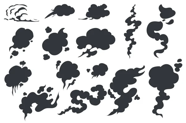 Smoke Silhouettes Isolated Graphic Elements Set Flat Design Bundle Different — Stock Photo, Image
