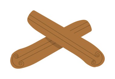 Kuru tarçın çubukları. Ev yapımı pişirme ve tatlılar için aromatik baharat. Vektör illüstrasyonu izole tasarımı