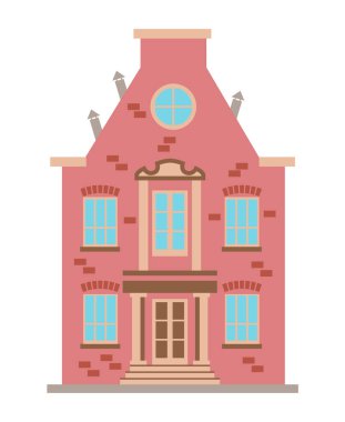 Amsterdam 'ın Avrupa tarihi mimarisindeki şehir konutları. Vektör illüstrasyonu izole tasarımı