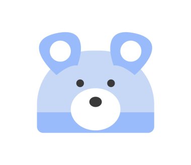 Tatlı ayı yüzlü mavi şapka ve erkek bebek için kulaklar. Bebek için giysi. Vektör illüstrasyonu izole tasarımı