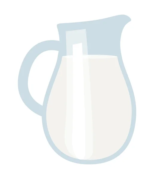 Färsk Mjölk Eller Yoghurtdrycker Genomskinlig Glaskanna Mjölkprodukter Vektor Illustration Isolerad — Stock vektor