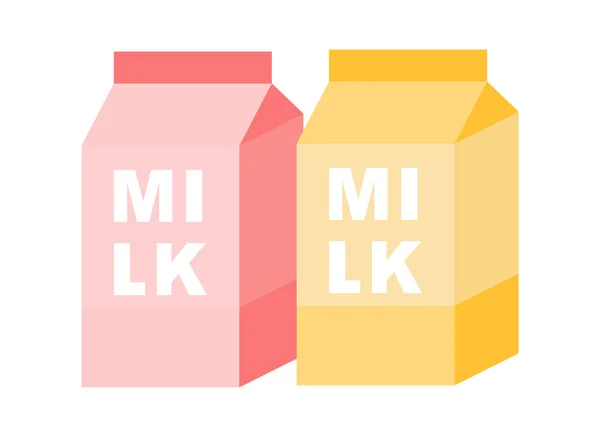 Mléko Různými Příchutěmi Lepenkových Krabicích Mléčné Výrobky Izolovaný Design Vektorové — Stockový vektor