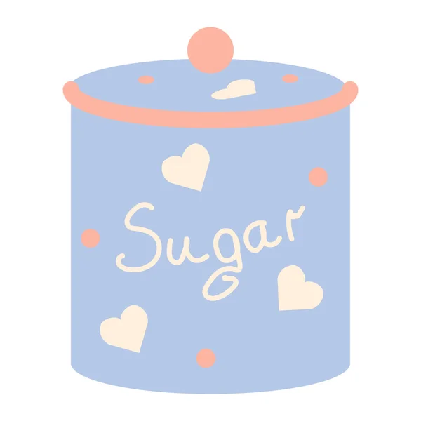 Sugar Blue Jar Sweetener Sweet Ingredient Cooking Home Baking Vector — Stock Vector