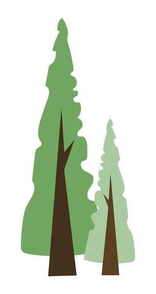 Tall Coniferous Trees Green Needles Crown Forest Landscape Vector Illustration — 스톡 벡터