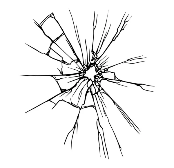 破碎的玻璃效果与破裂的弹孔与破碎和裂缝 孤立模板设计的矢量说明 — 图库矢量图片