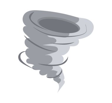 Gri kasırga ya da kasırga. Hava tahmini elemanı. Çizgi film tasarımında vektör illüstrasyonu