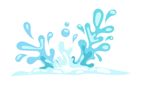 スプラッシュバーストと青い水効果は爆発を低下させます 漫画デザインのベクトルイラスト — ストックベクタ