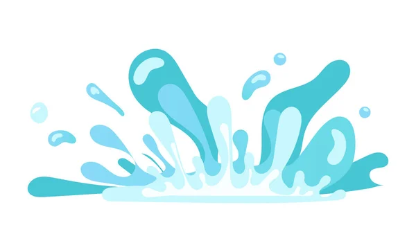 スプラッシュやドロップスプレー運動と水爆発効果 漫画デザインのベクトルイラスト — ストックベクタ