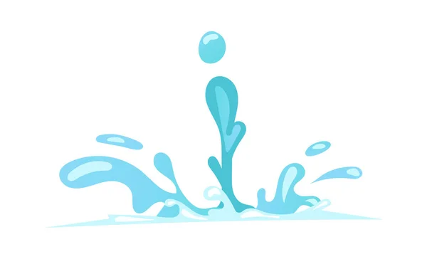 青いアクアスプラッシュと落下液滴と水効果 漫画デザインのベクトルイラスト — ストックベクタ