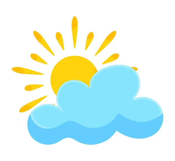 Sun Hiding Blue Cloud Partly Cloudy Weather Forecast Element Vector — Wektor stockowy